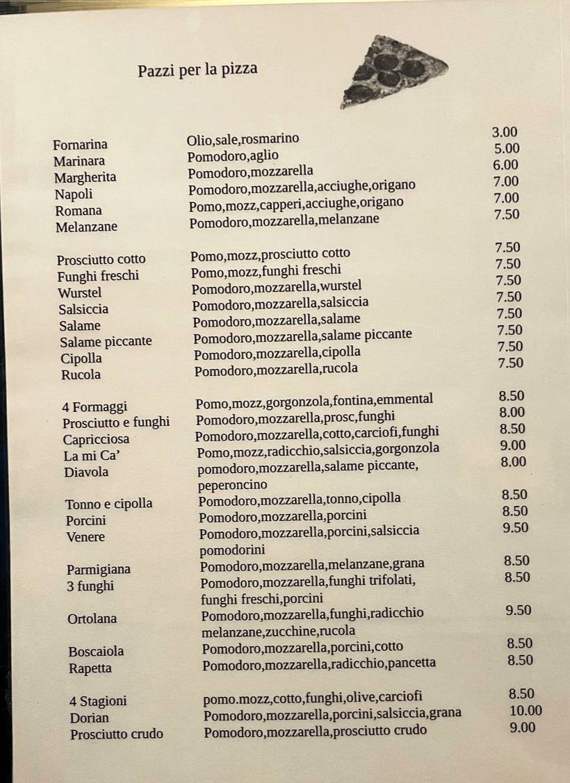 Menu di Ristorante Pizzeria La Mi Cà 