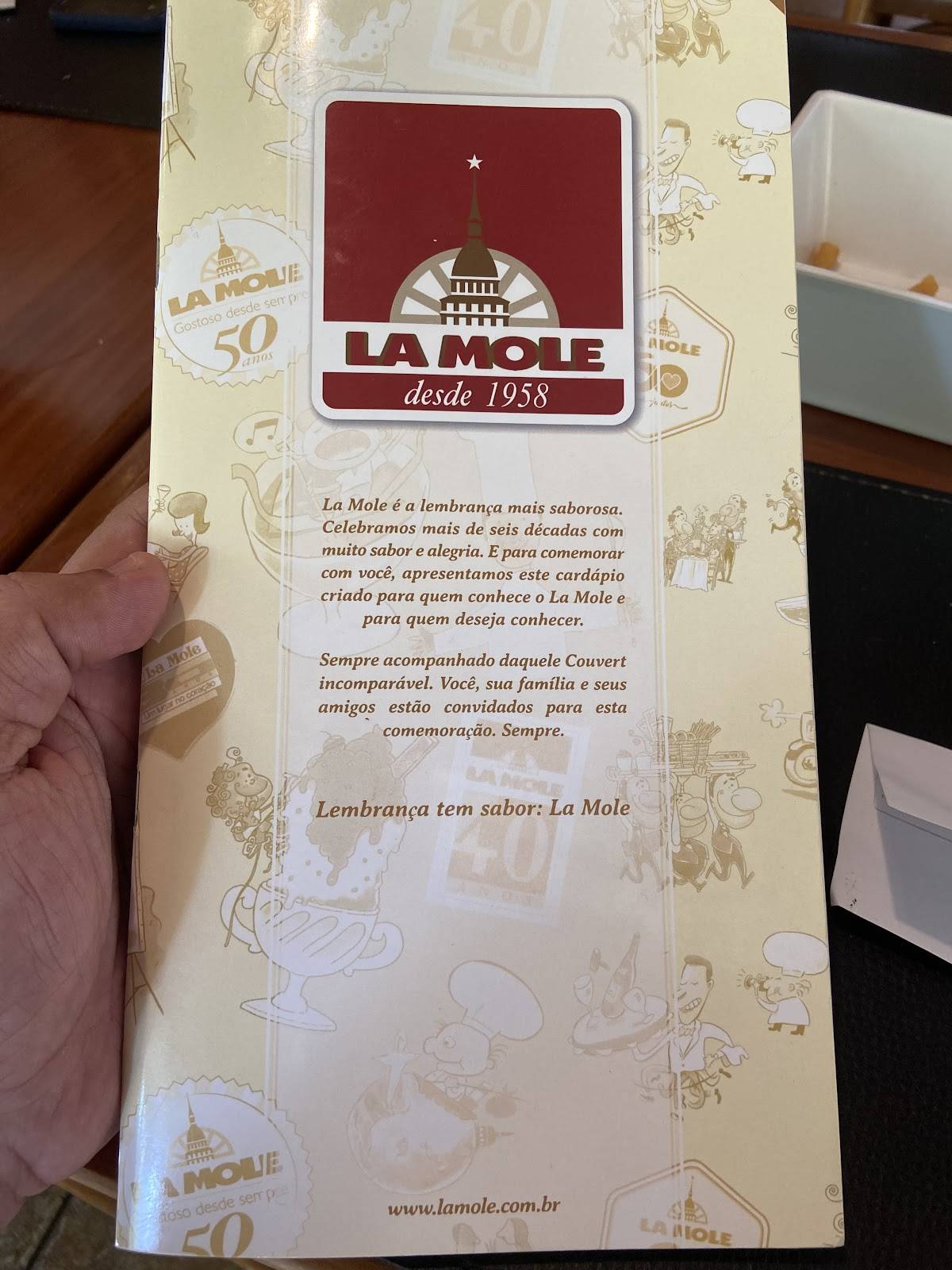 La Mole Tijuca cardápio