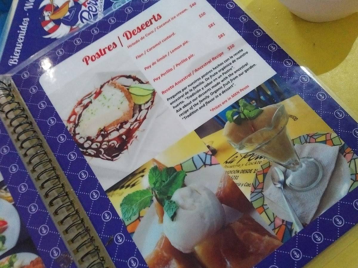 Menu at La Perlita restaurant, San Miguel de Cozumel, Calle 10 Nte 499