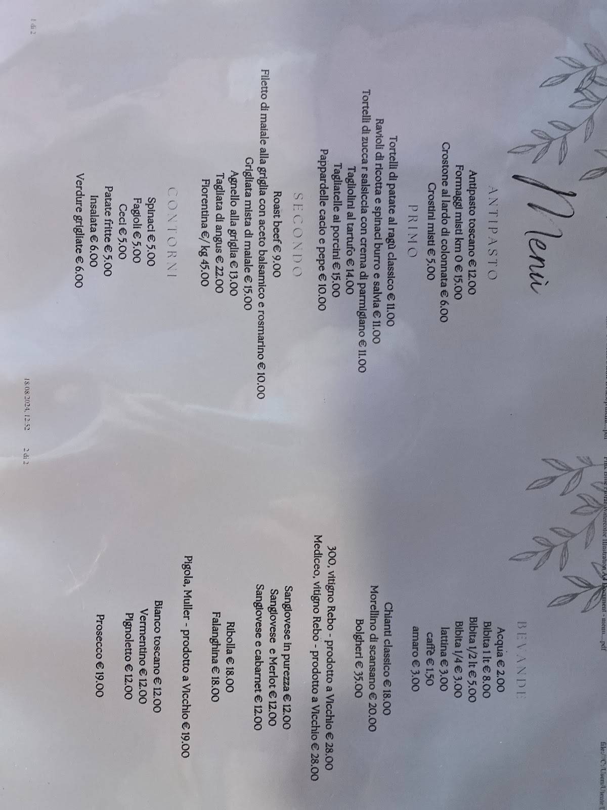 Menu di La Rocca Albergo Ristorante 