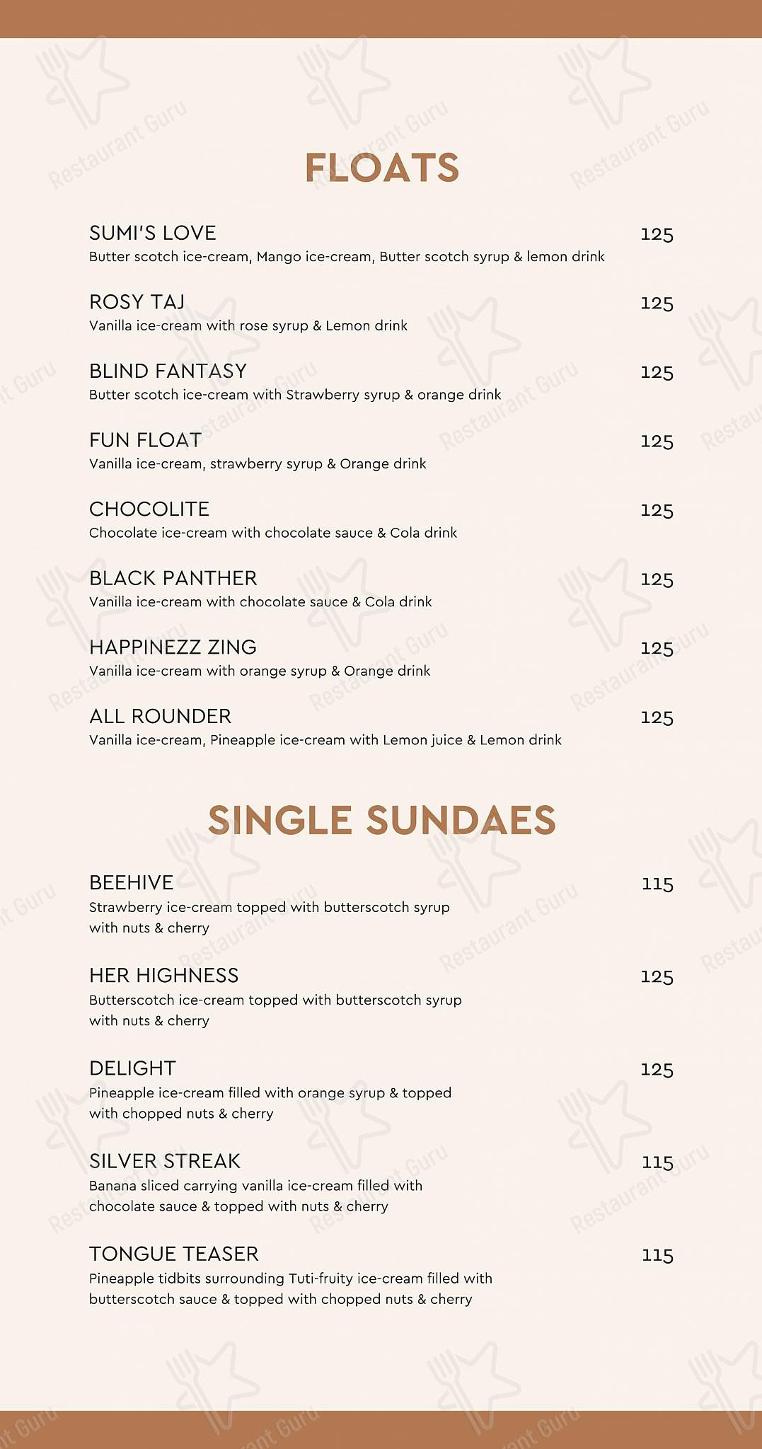 Lake View Restaurant menu