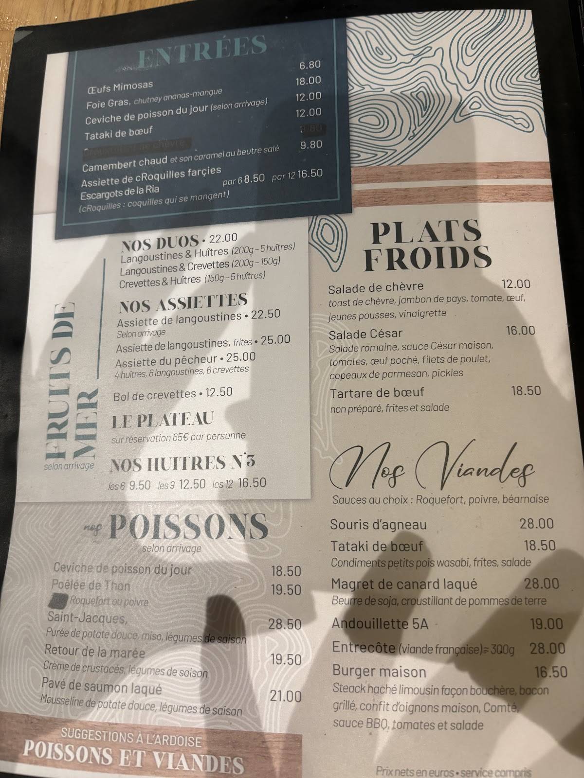 Menu de Restaurant Le Chantier