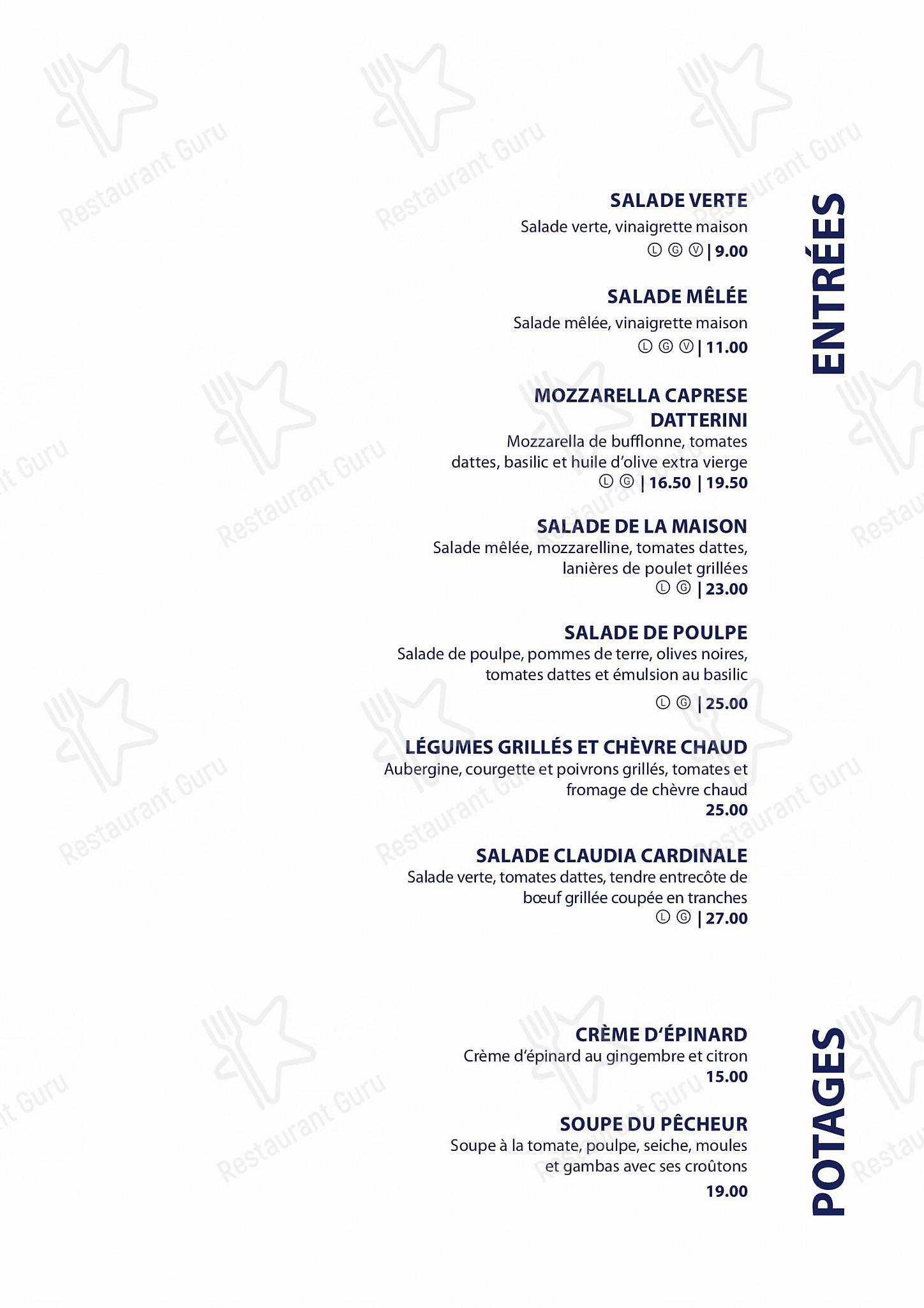 Menu di Restaurant Le Lacustre - Menu