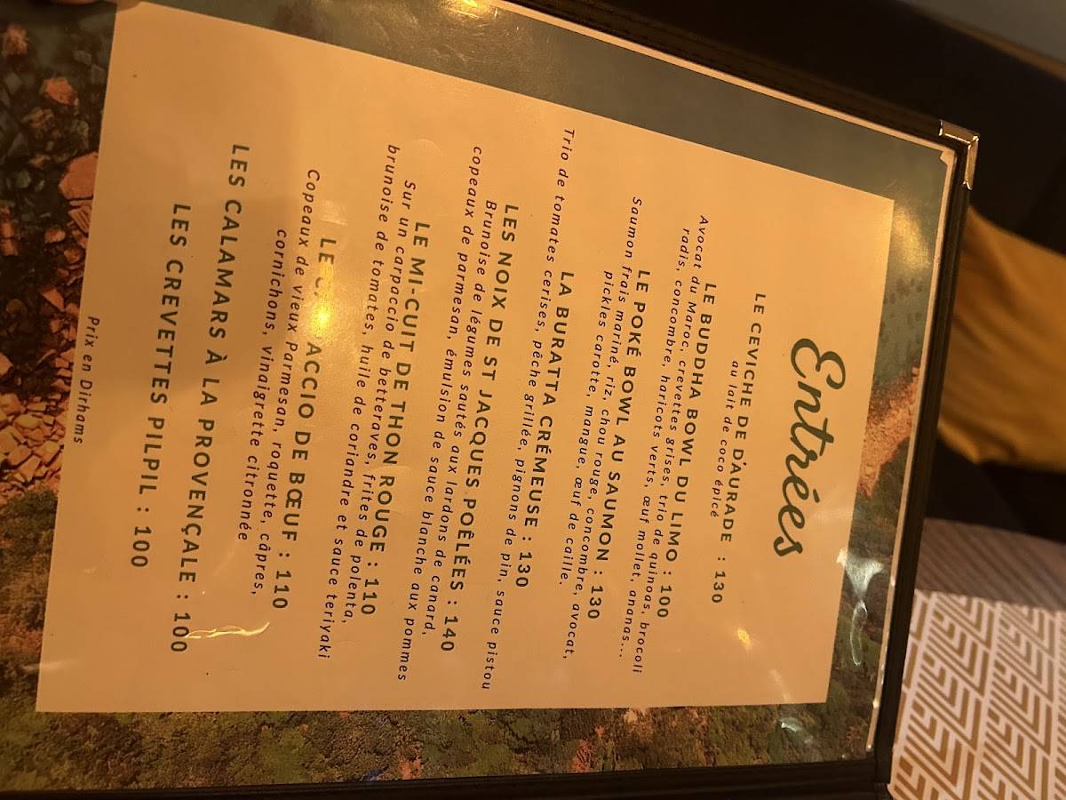 Menu de Le Limonadier
