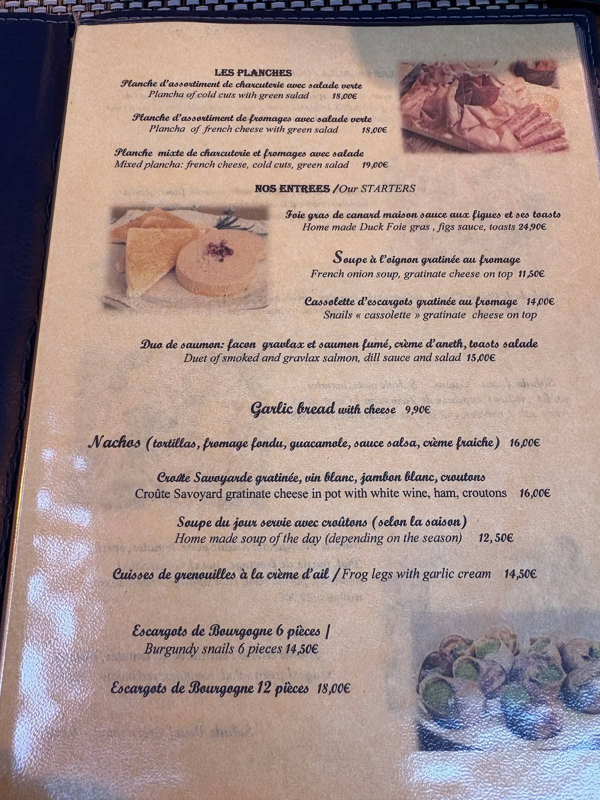 Menu de Brasserie Le National