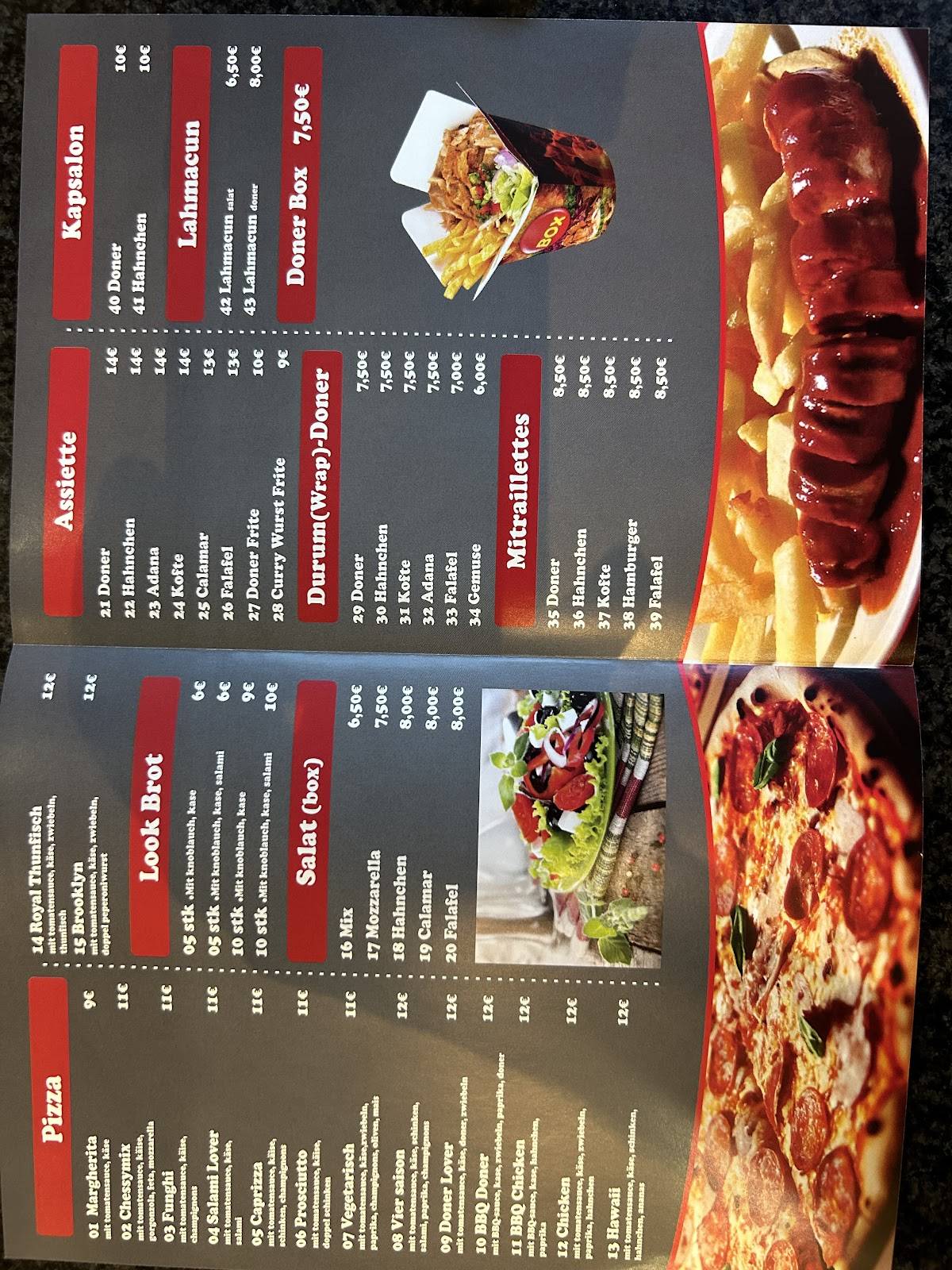 Menu at Raeren Döner Kebap restaurant, Raeren