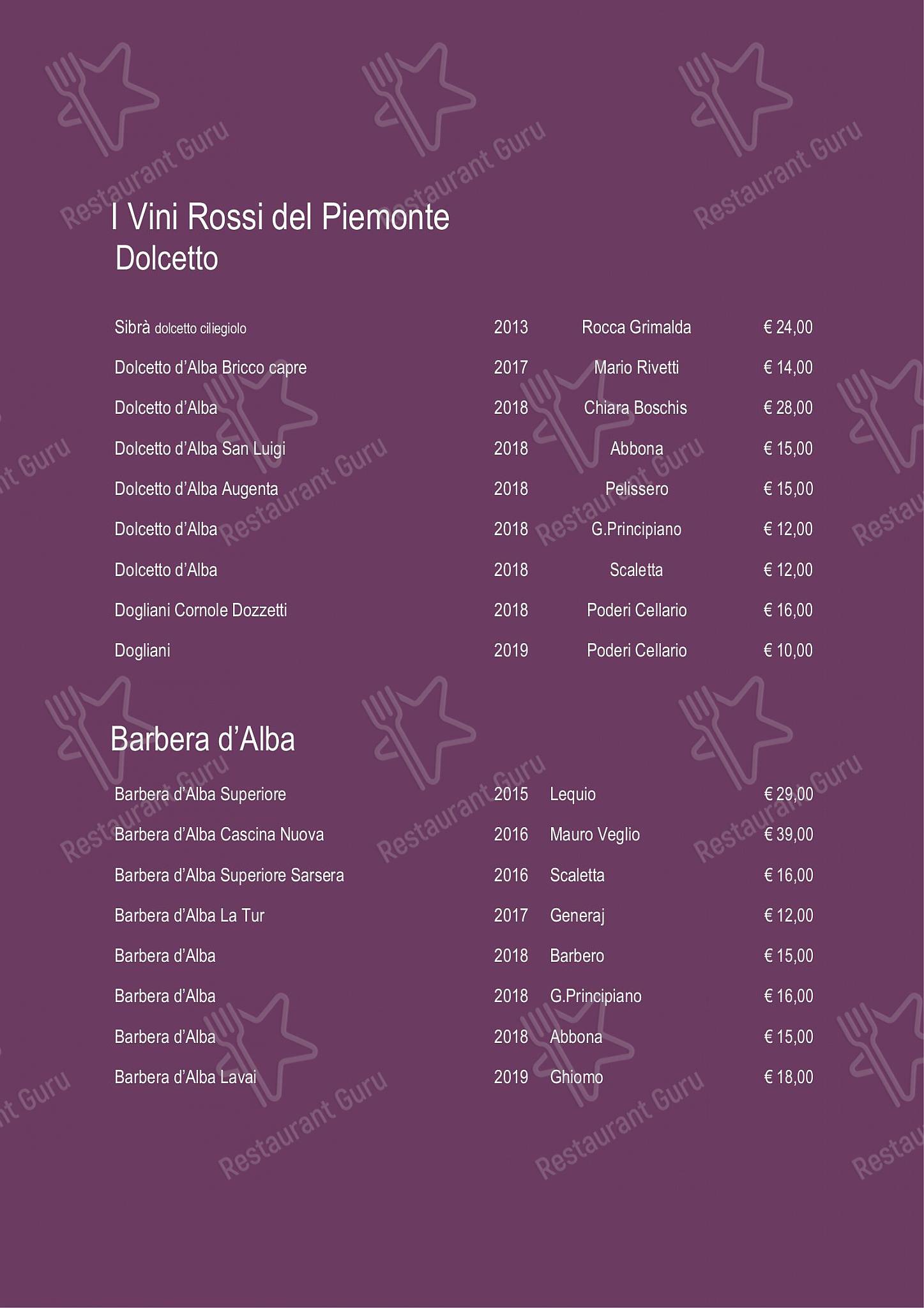 Menu di Le Vitel Etonné - Коктейльная карта