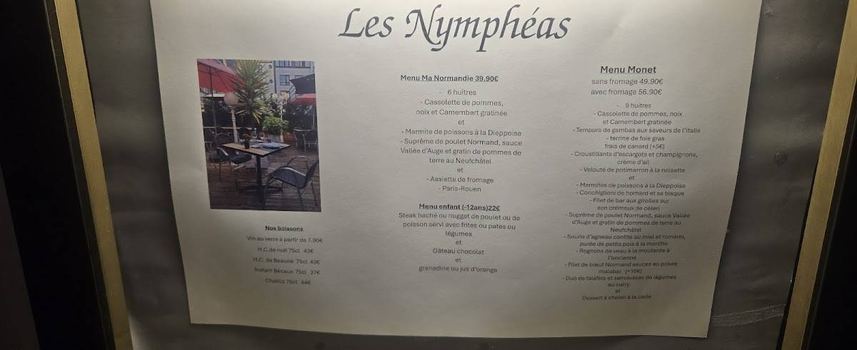 Menu de Les Nymphéas