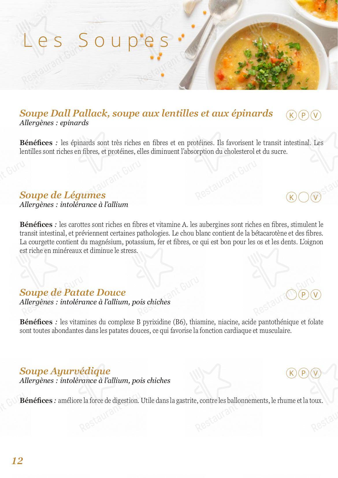 Menu pour LunchBox, salle à manger végétarienne ayurvédique restaurant