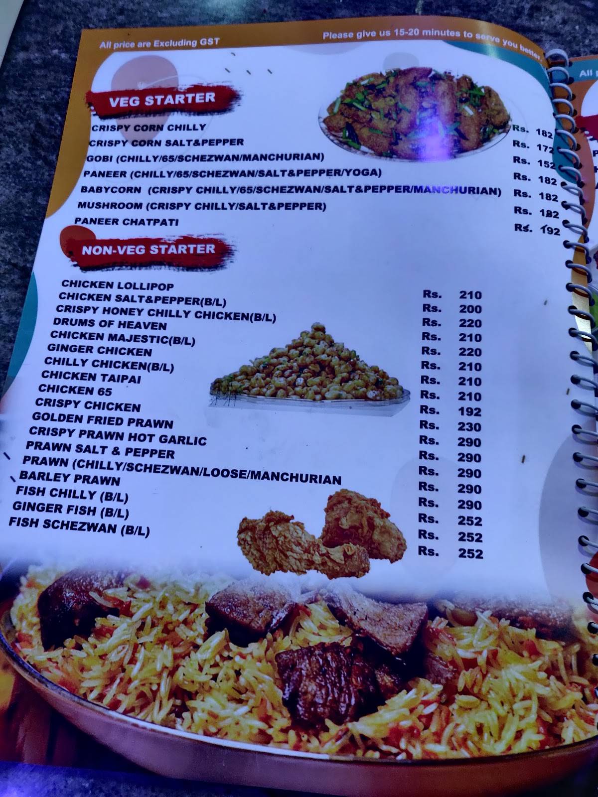 MYNA'S LIVE KITCHEN menu