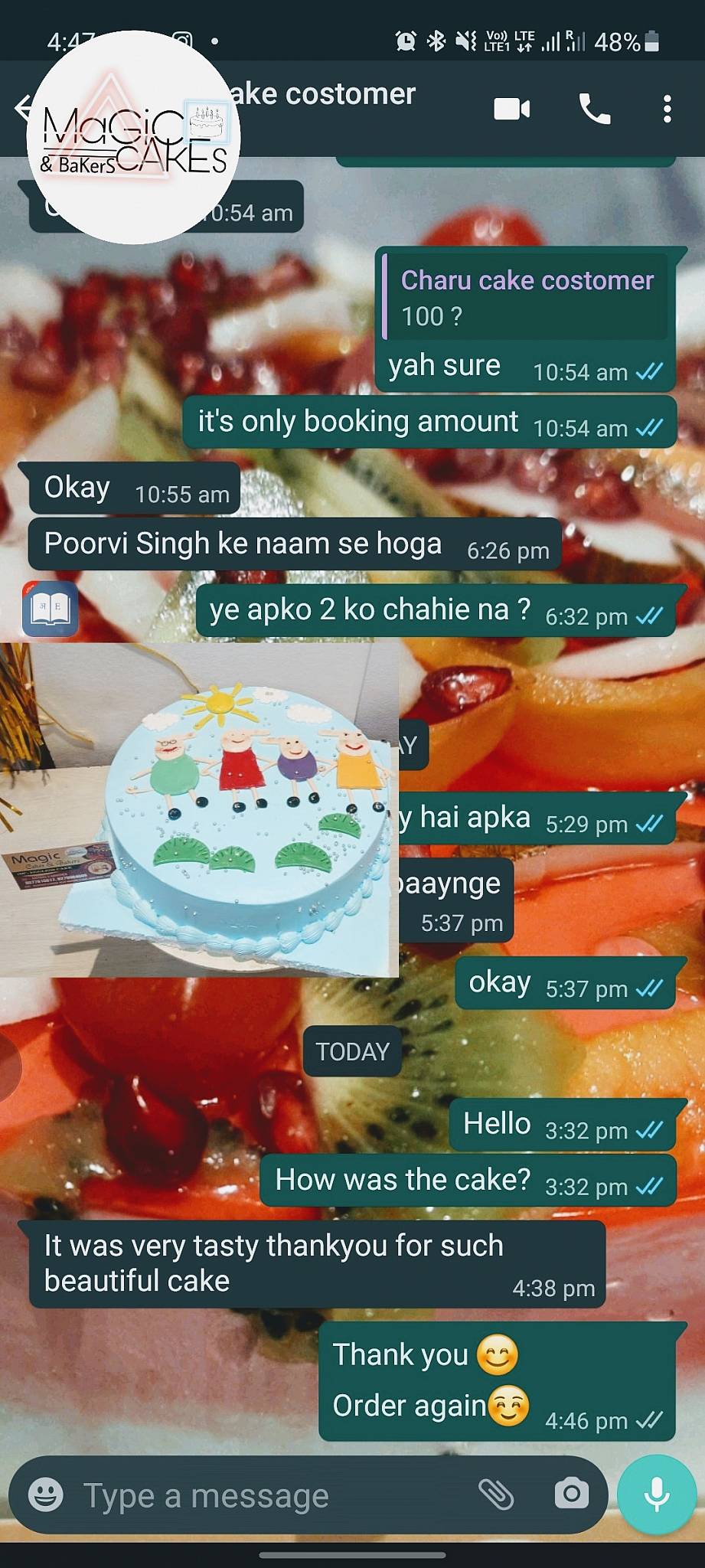 Magic Cakes & Bakers menu