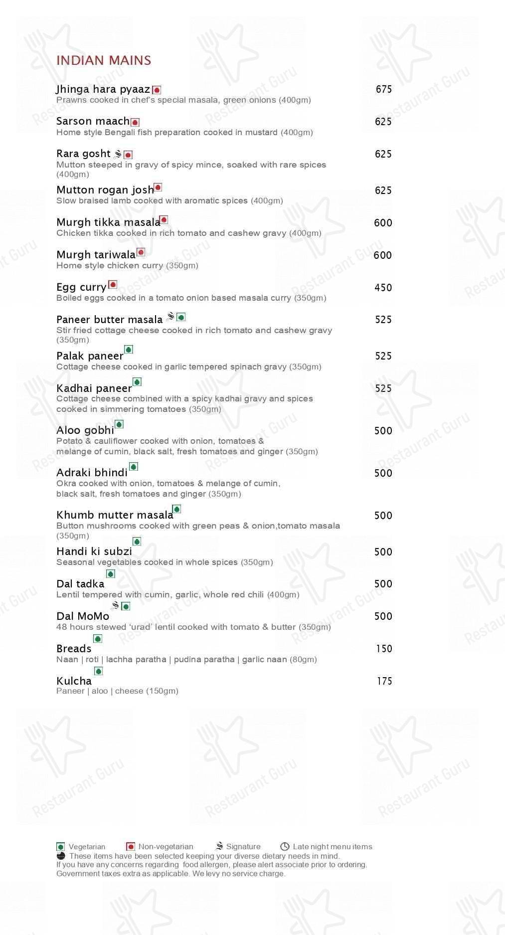 Raipur Kitchen- Courtyard By Marriott menu