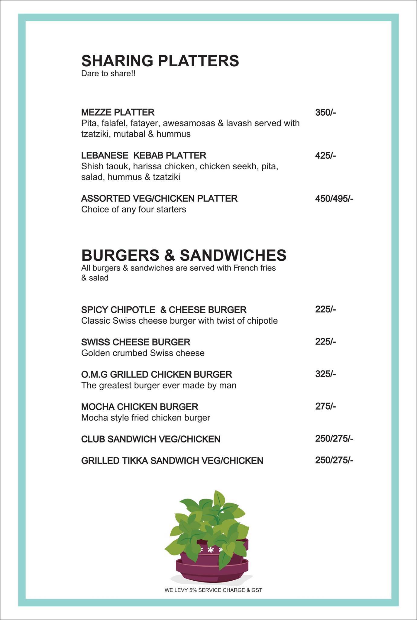 Mocha - Cafe & Bar menu