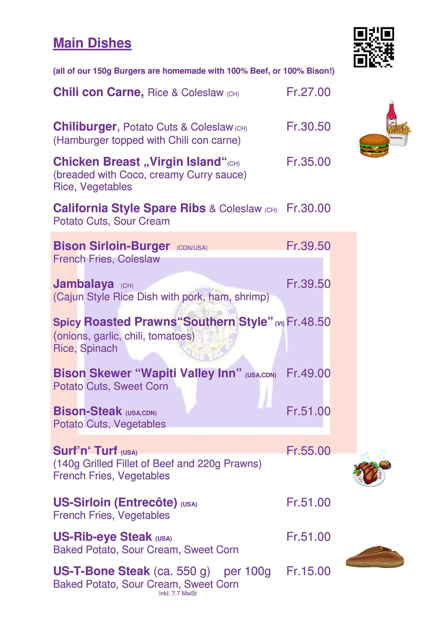 Menu di Restaurant Moosrank 
