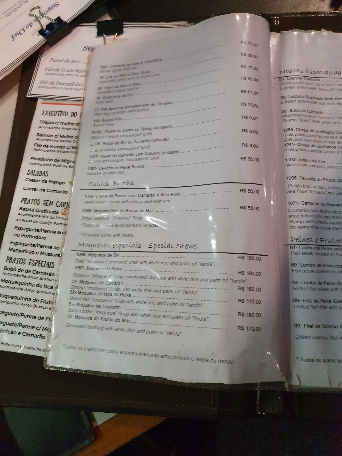 Nomangue Caiçara cardápio