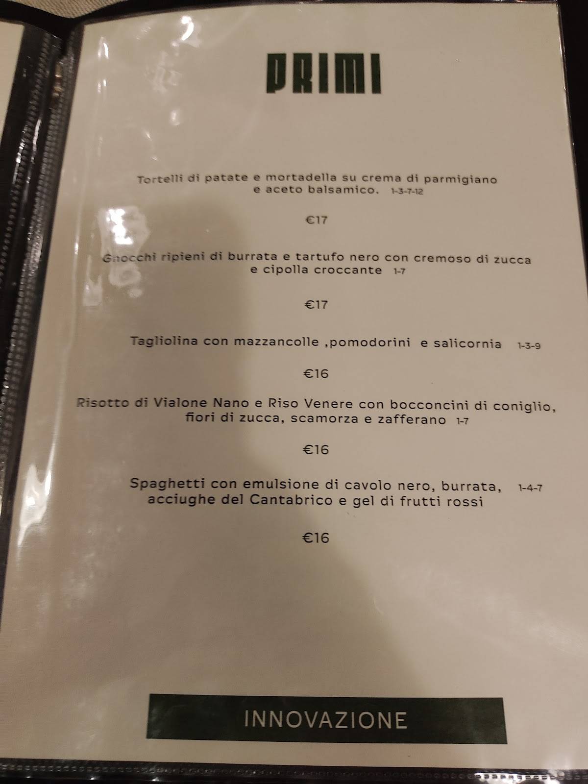 Menu di Osteria Il Cannone dal 1900