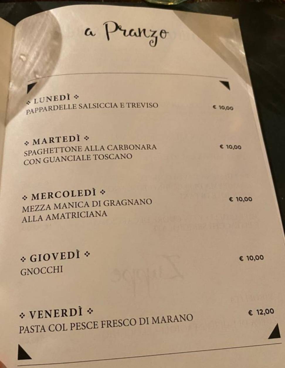 Menu di Osteria Toscano 