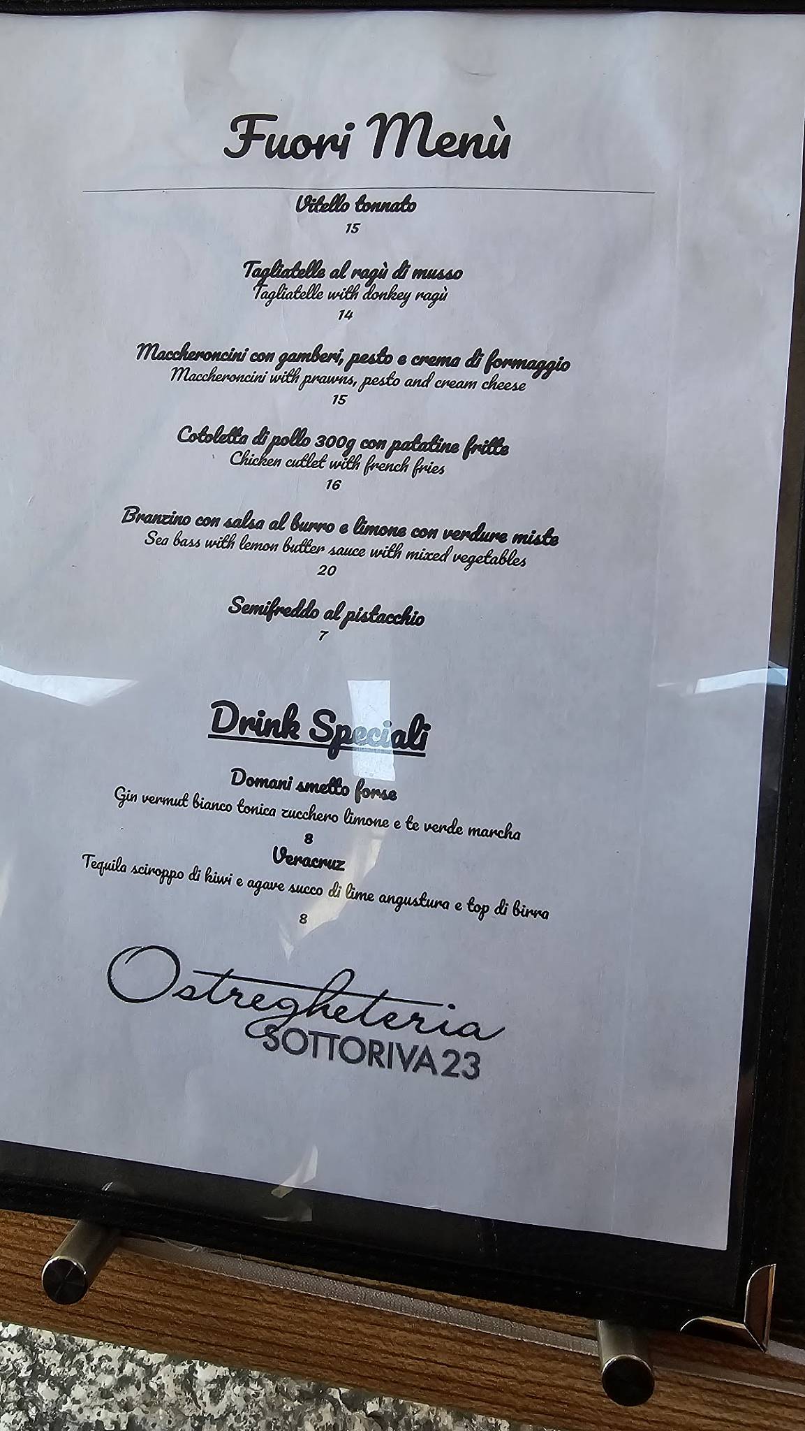 Menu di Ostregheteria Sottoriva 23 