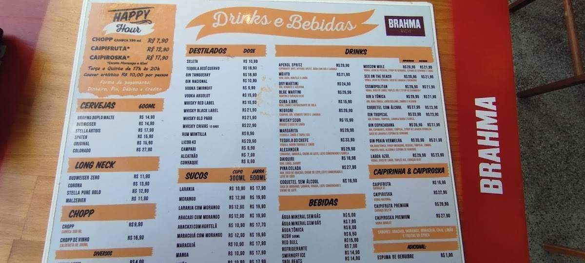 Outbêco cardápio
