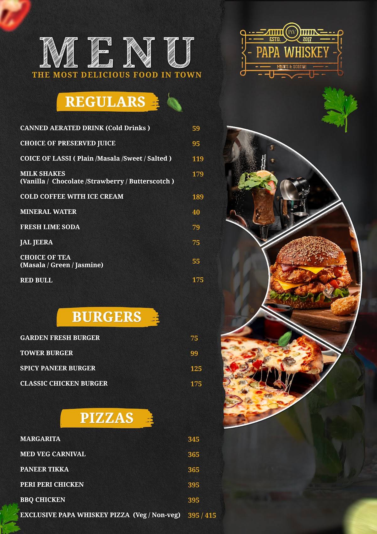 Papa Whiskey Pathankot menu