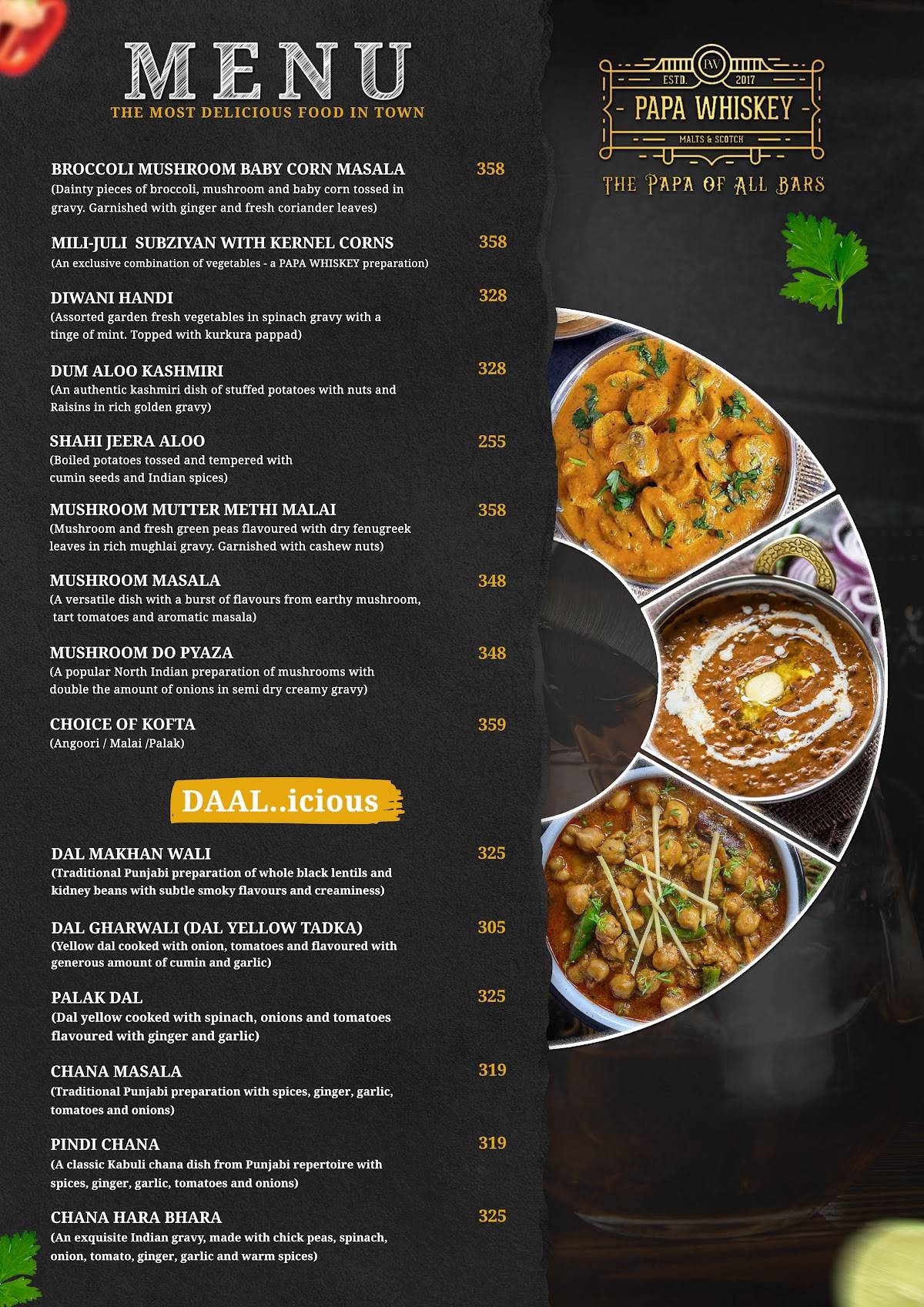 Papa Whiskey Pathankot menu