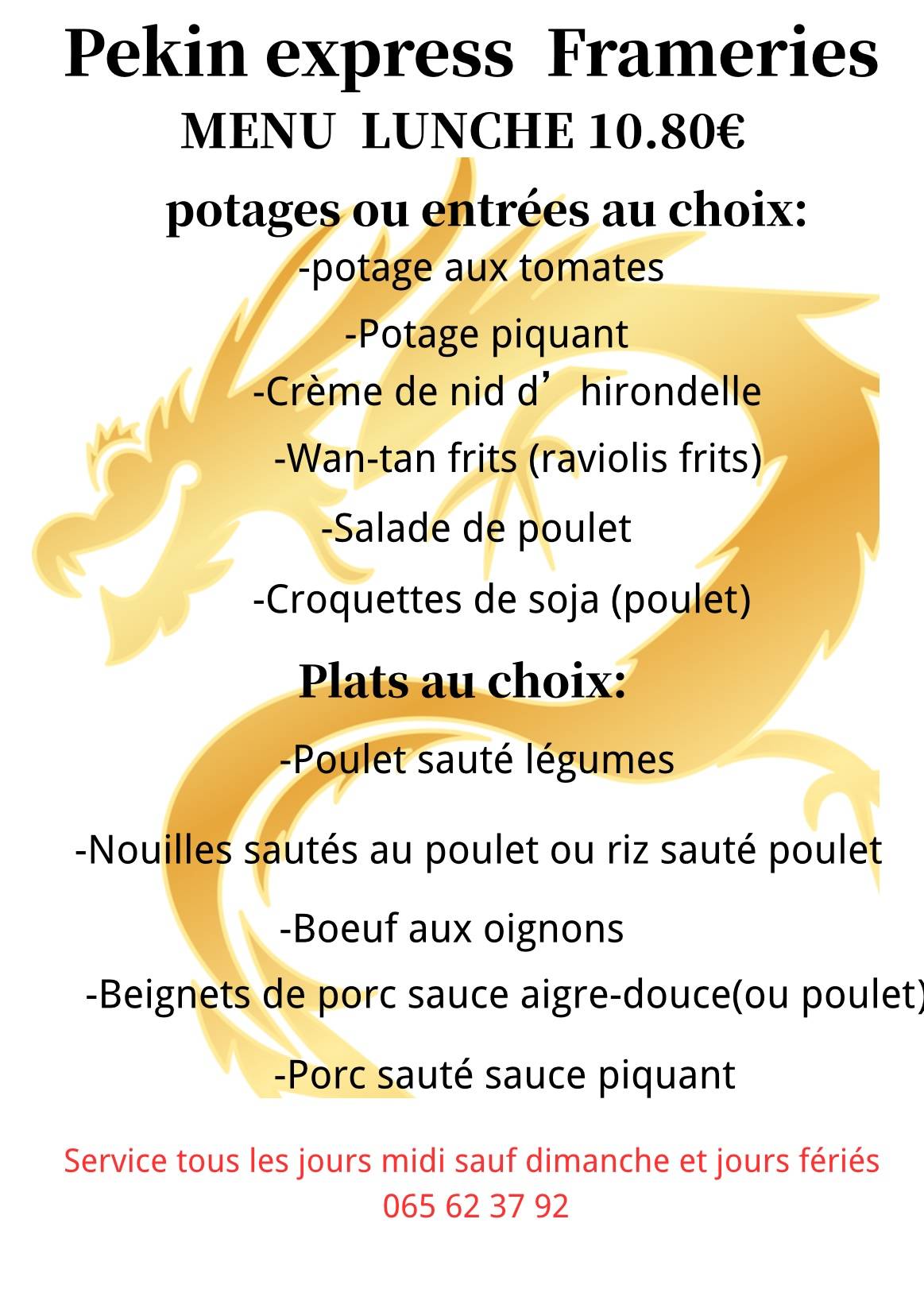 Menu de Pékin Express