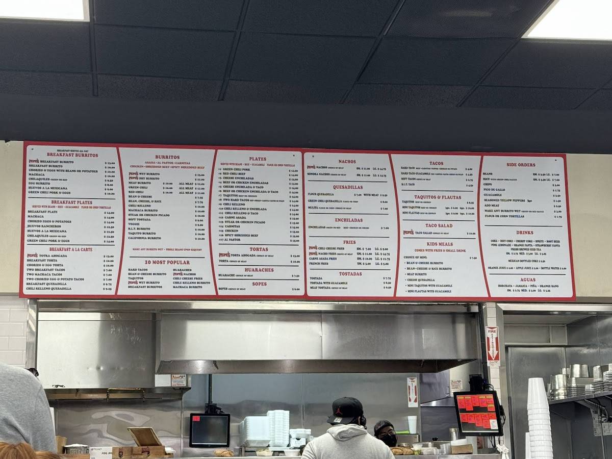 Menu at Pepe's Finest Mexican Food restaurant, La Habra