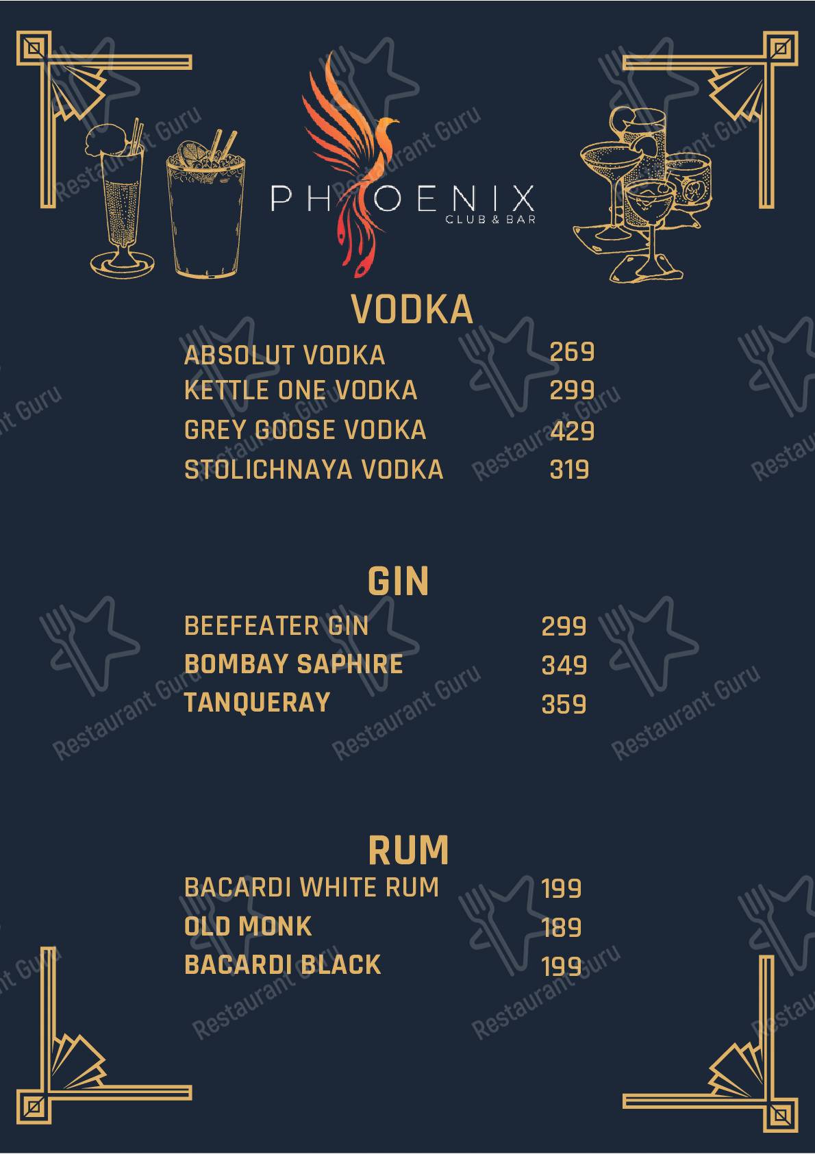 Check out the menu for The Phoenix Club