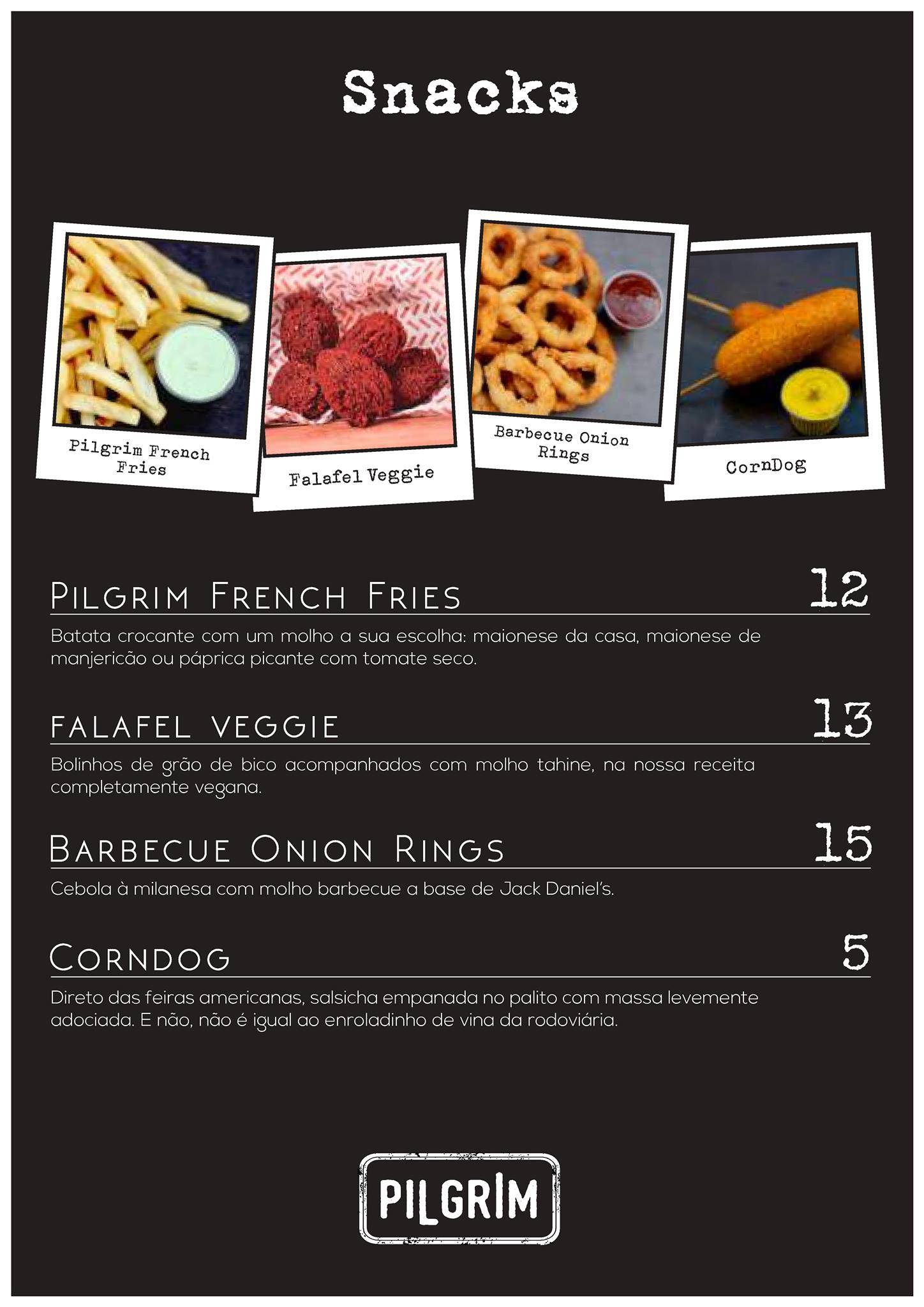 Pilgrim Burgers (apenas delivery e retirada) cardápio
