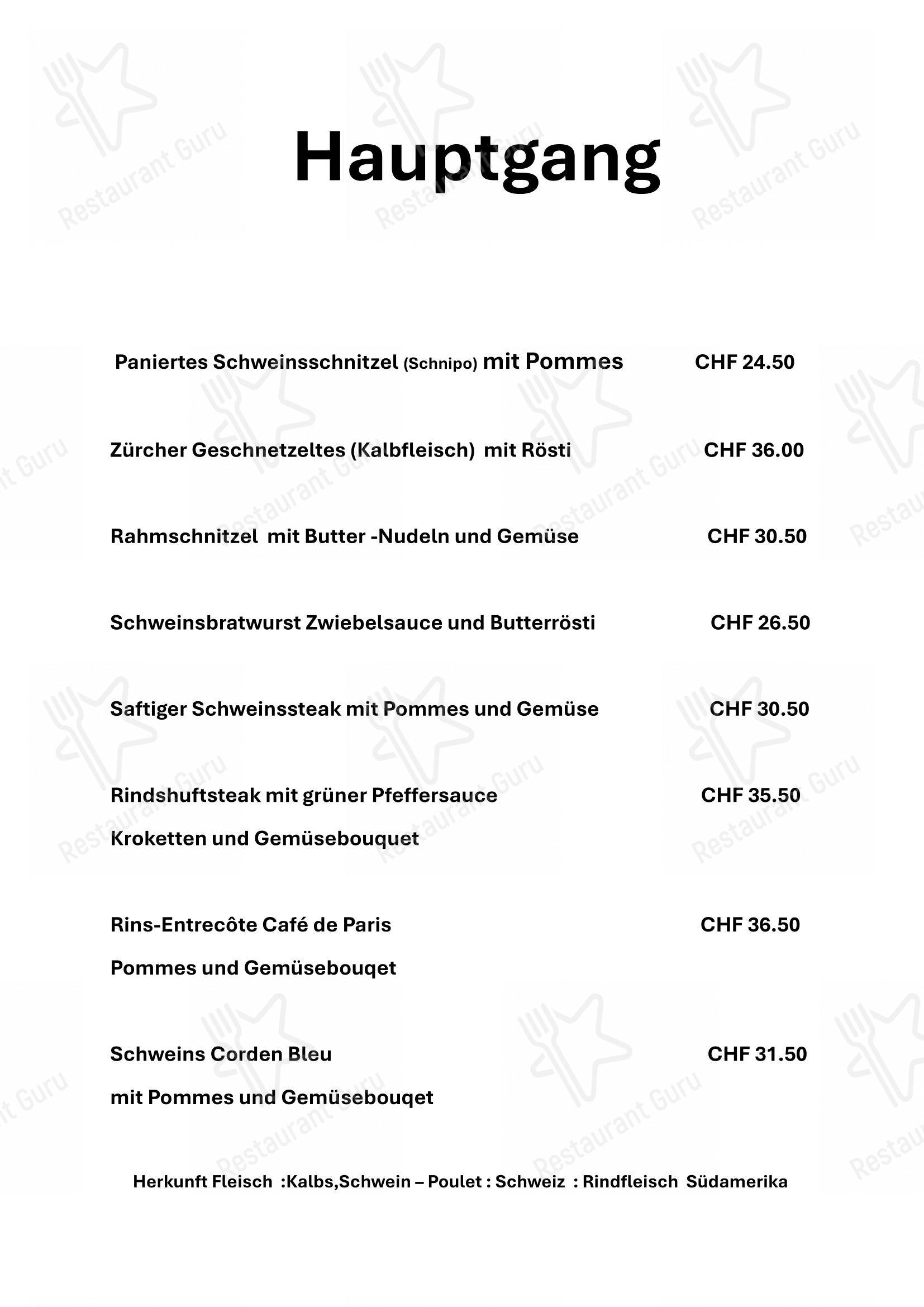 Restaurant Pintli - Ifenthal in Hauenstein-Ifenthal - Menu bar