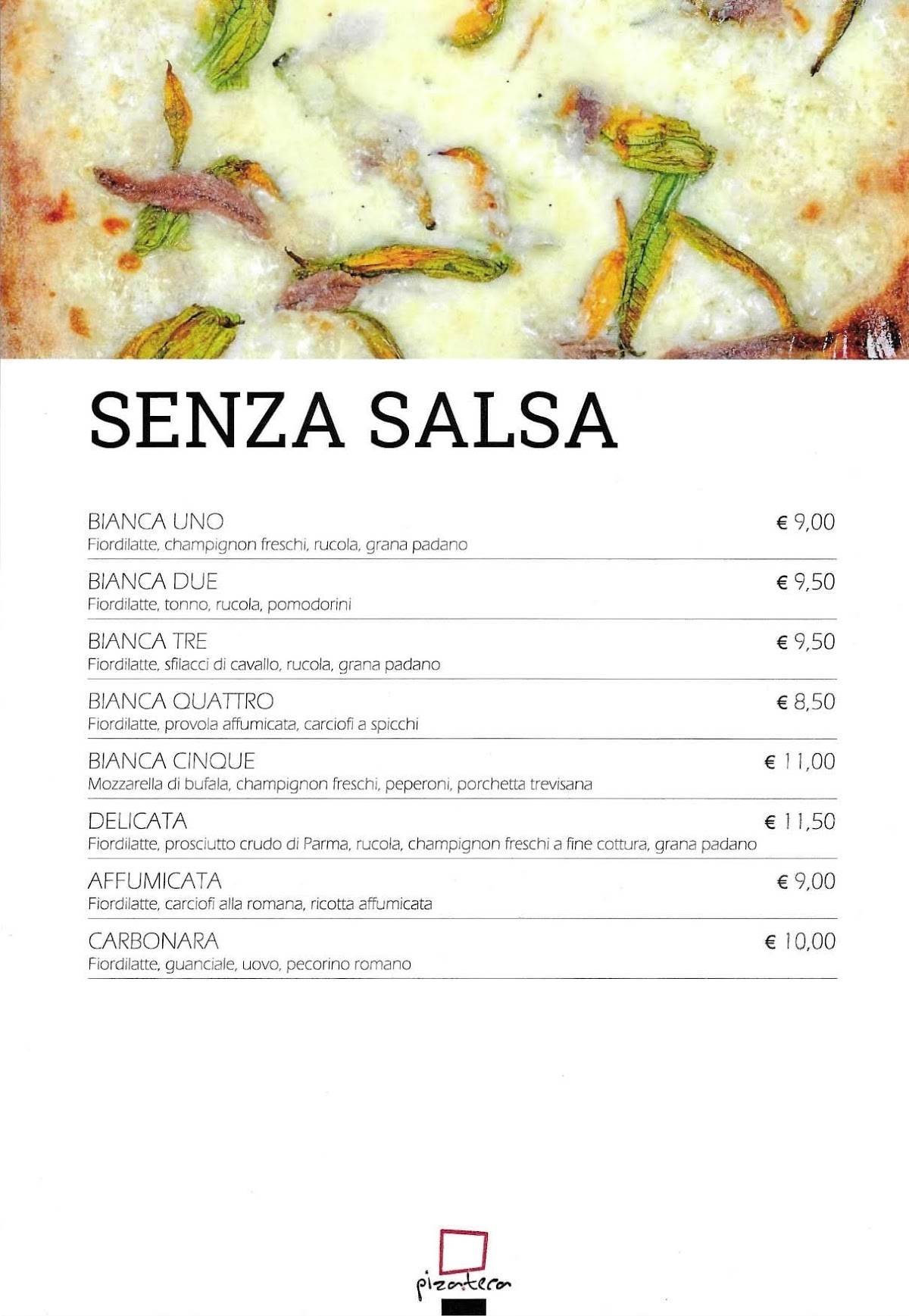 Menu di Pizateca 