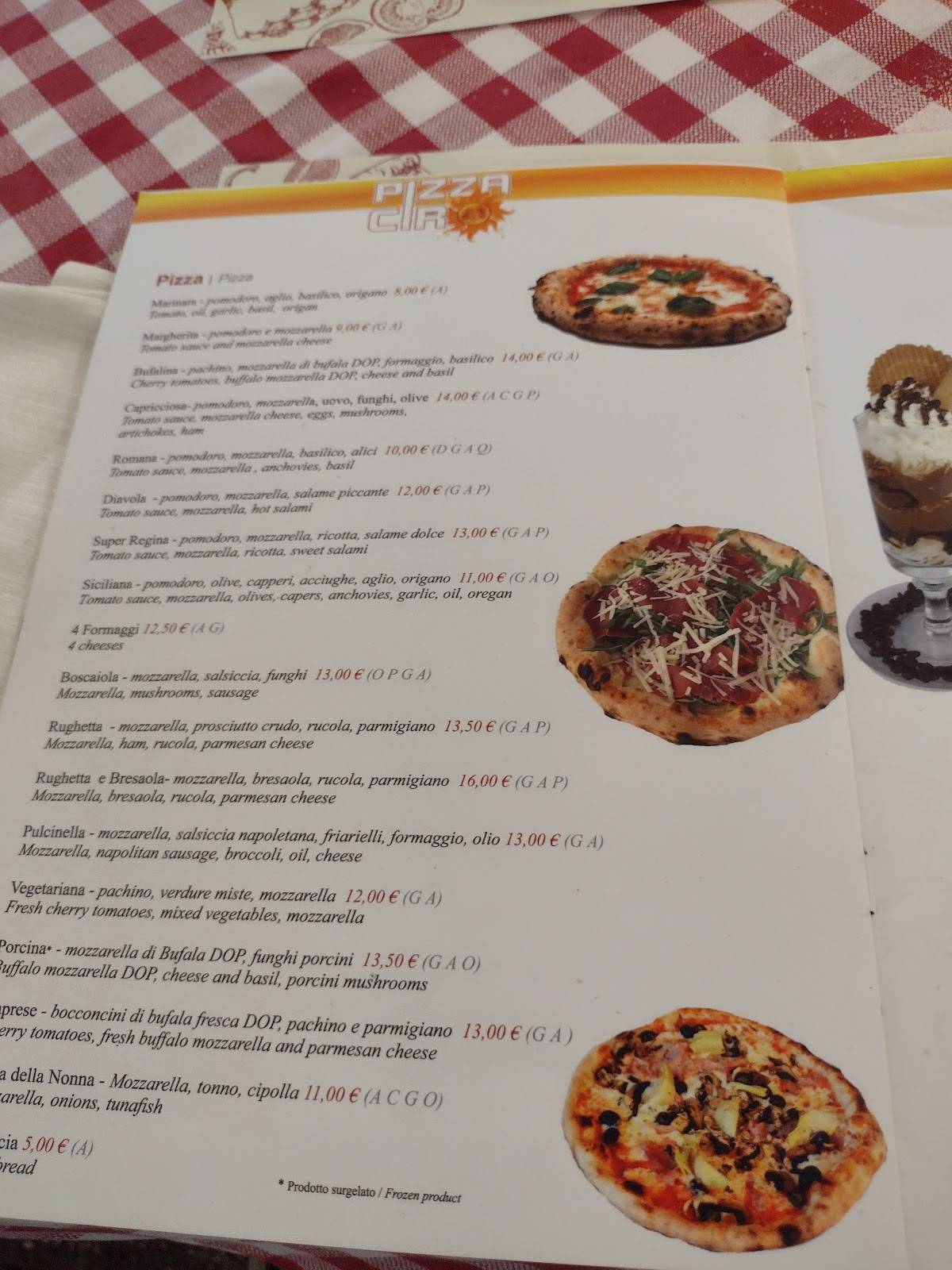 Menu di Pizza Ciro 