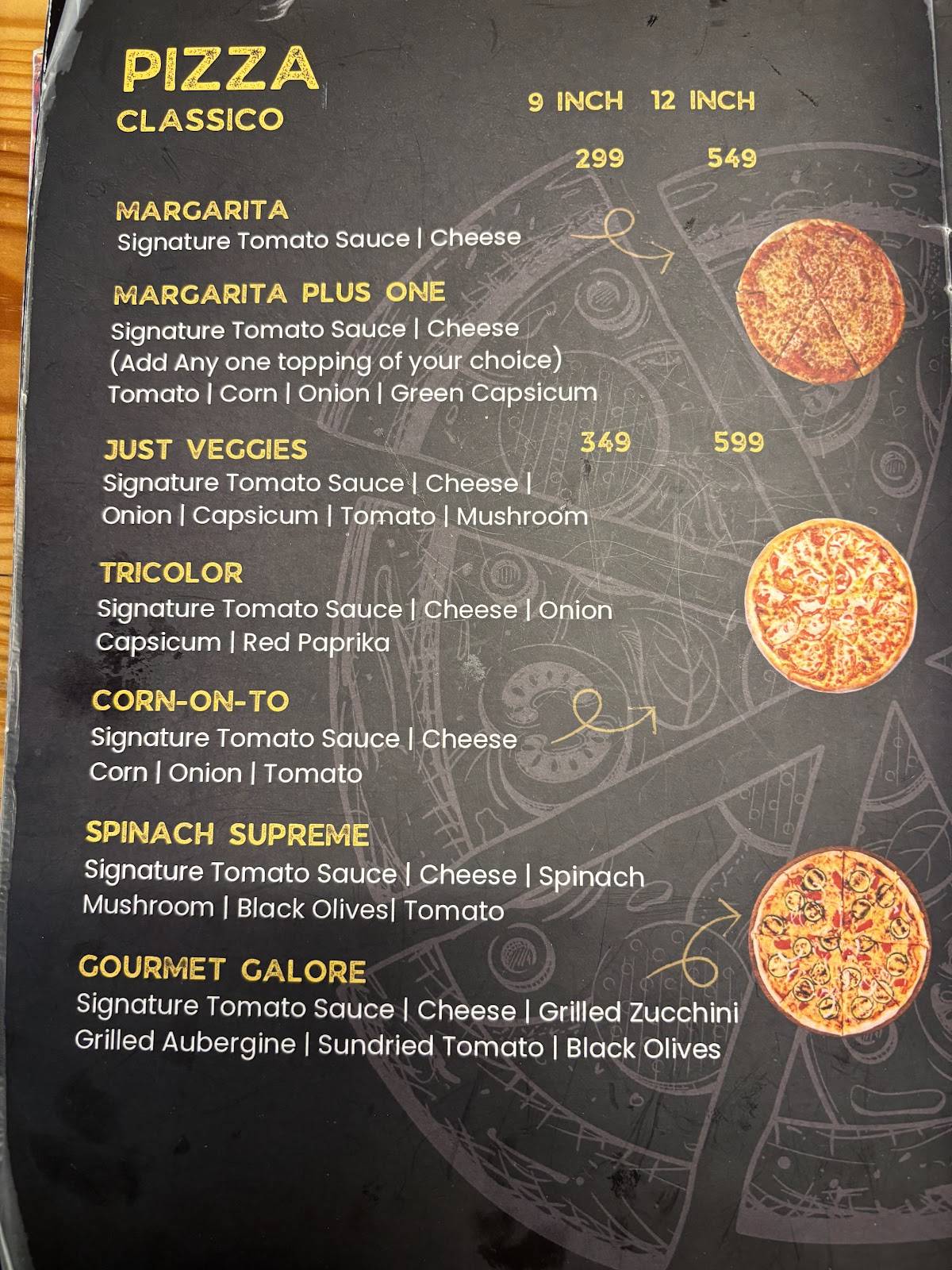 Pizza On The Rock menu