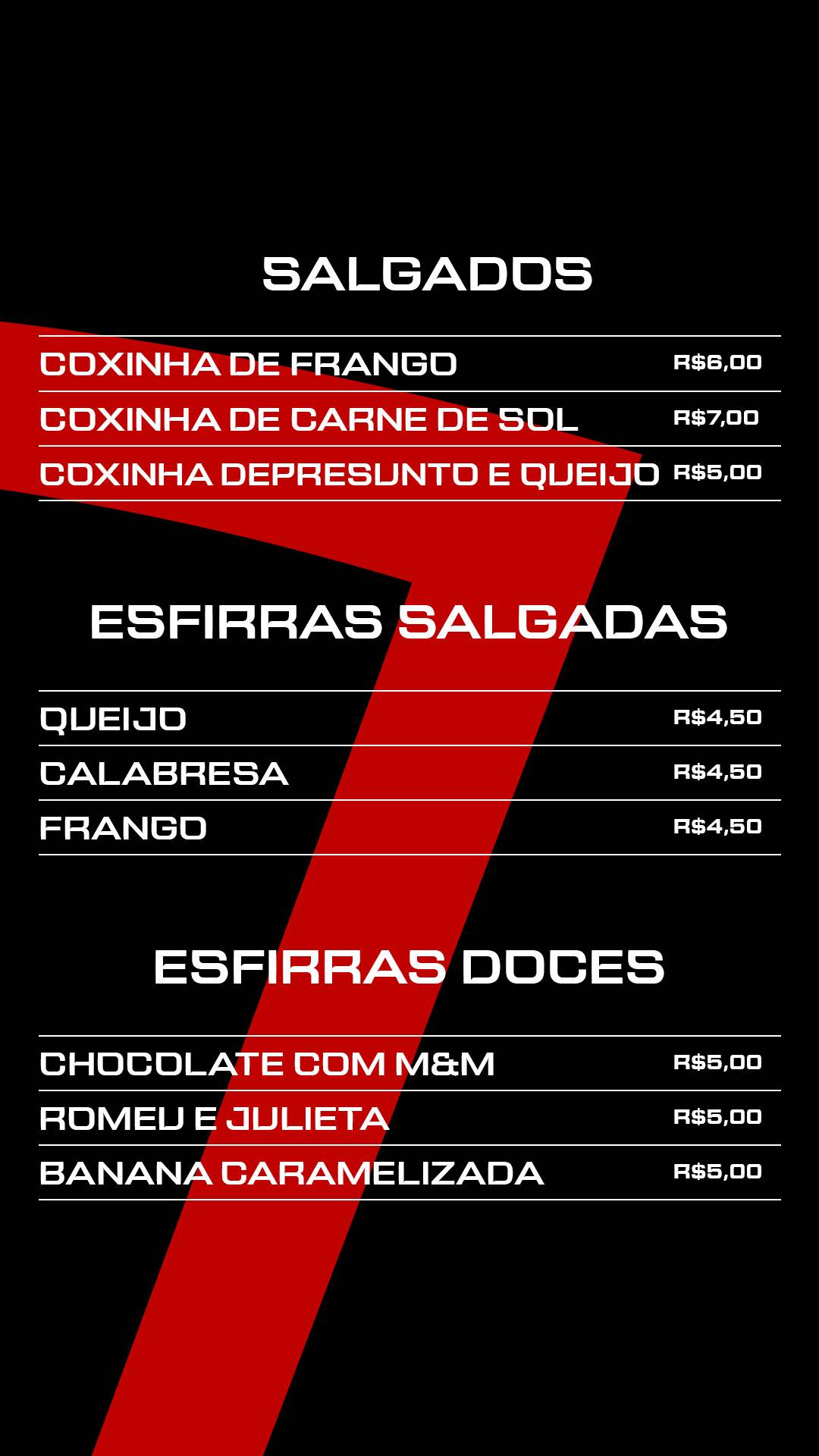 Pizzaria Brás cardápio