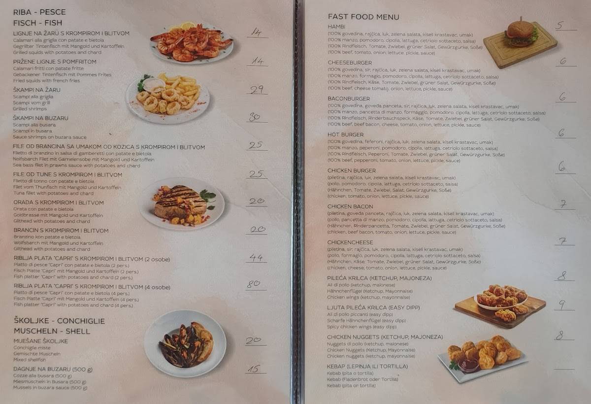 Menu di Pizzeria Capri 