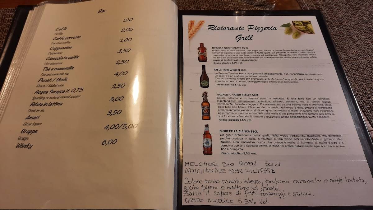 Menu di Pizzeria Ristorante Grill 