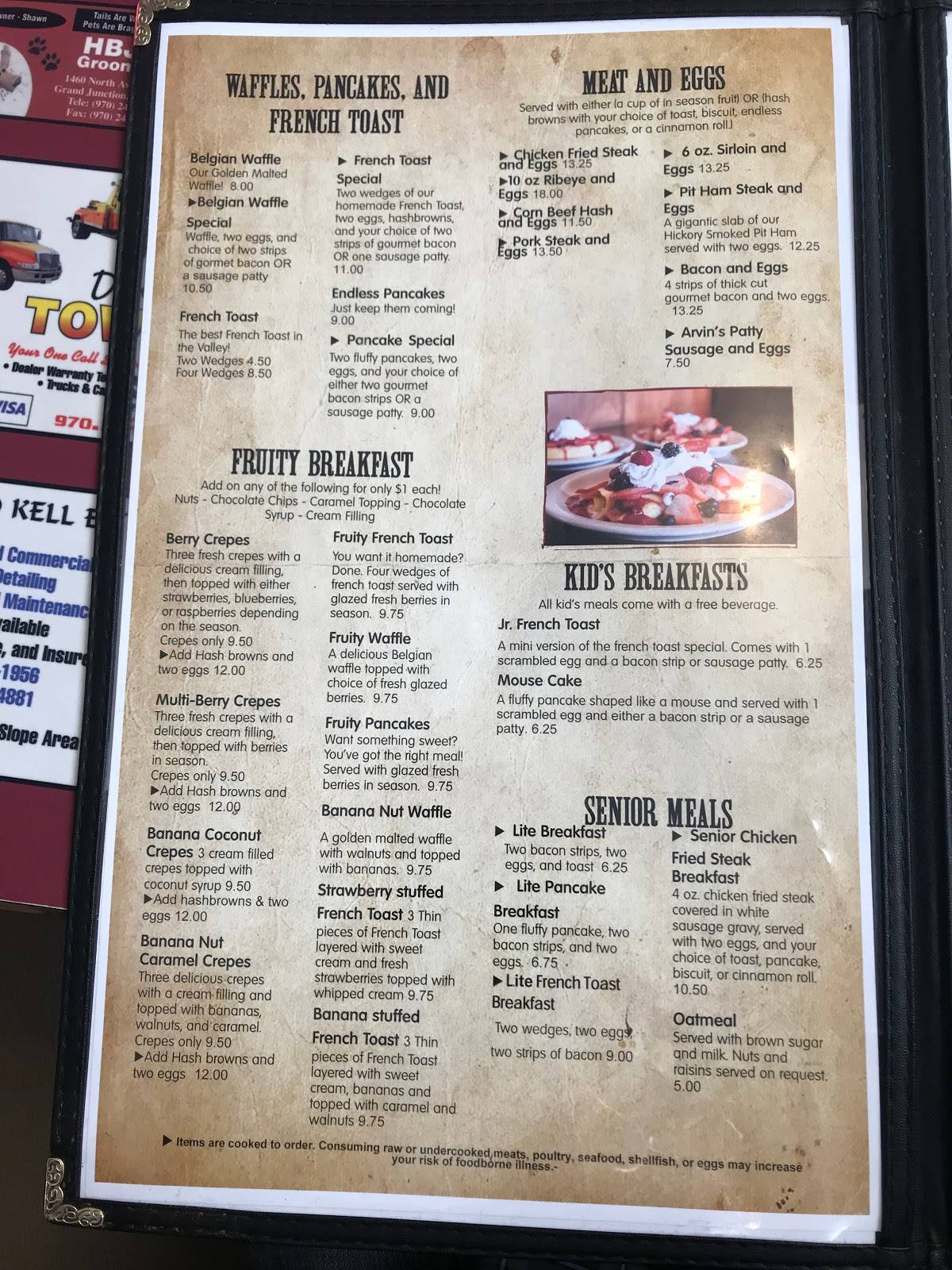 Menu at Pufferbelly Station Restaurant, Grand Junction