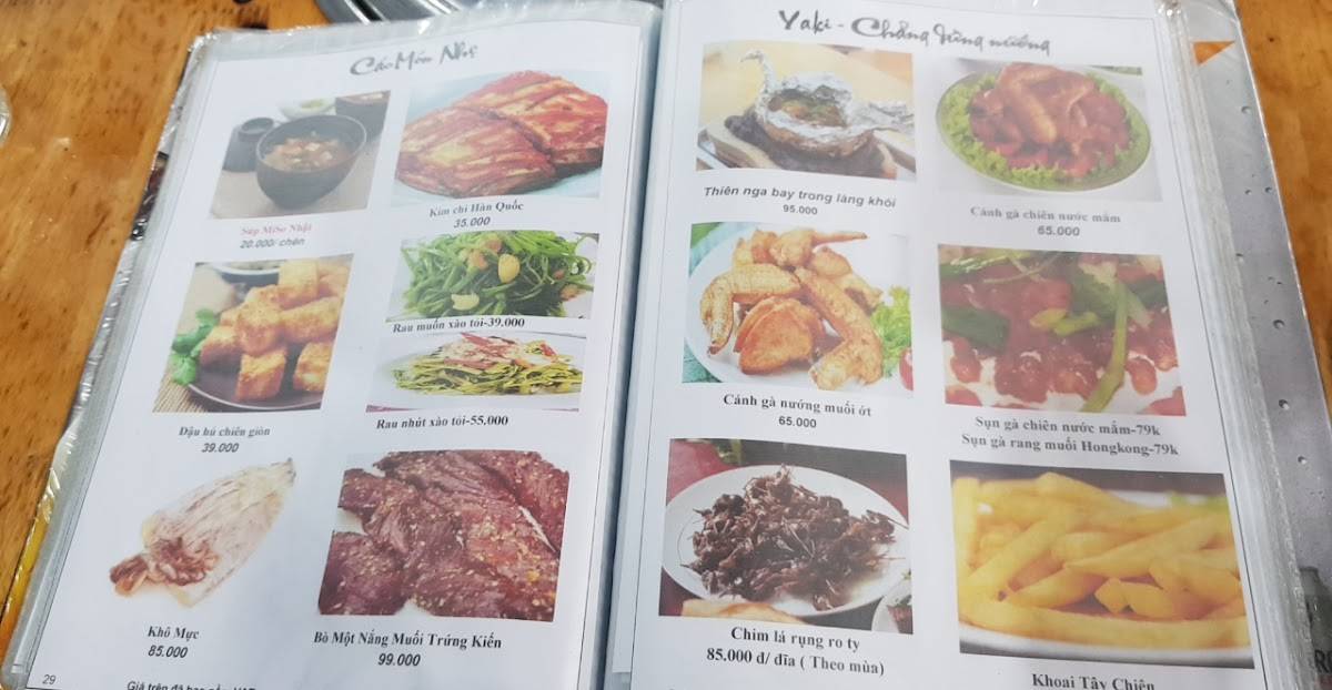 Menu at Quán Nướng Yaki restaurant, Ho Chi Minh City, 375 Đ. Tân Sơn Nhì
