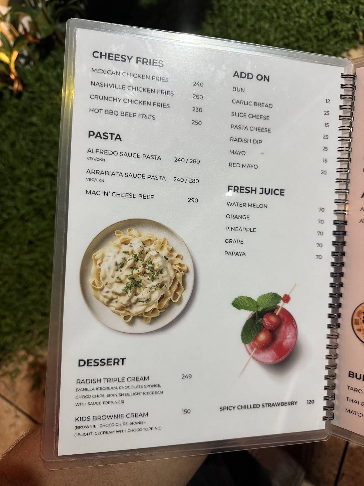 RADISH GRILL AND CAFE menu