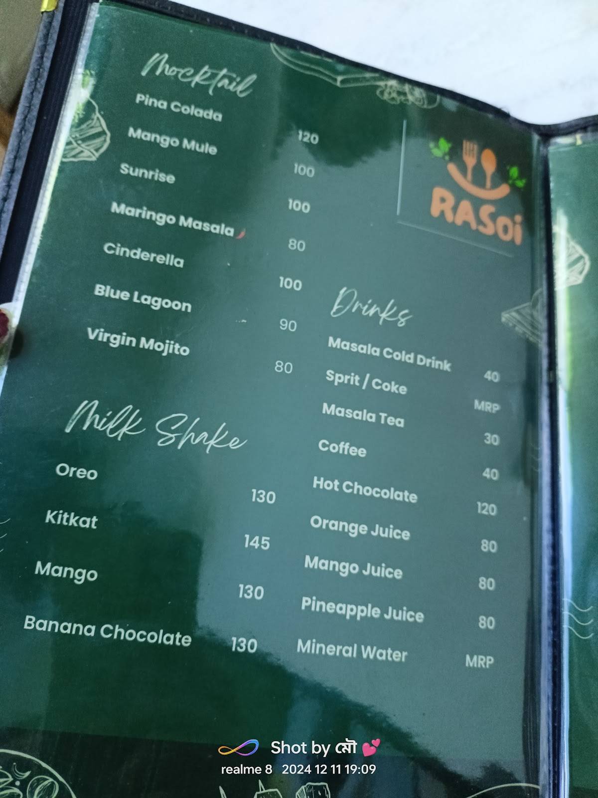 Rasoi Restro menu