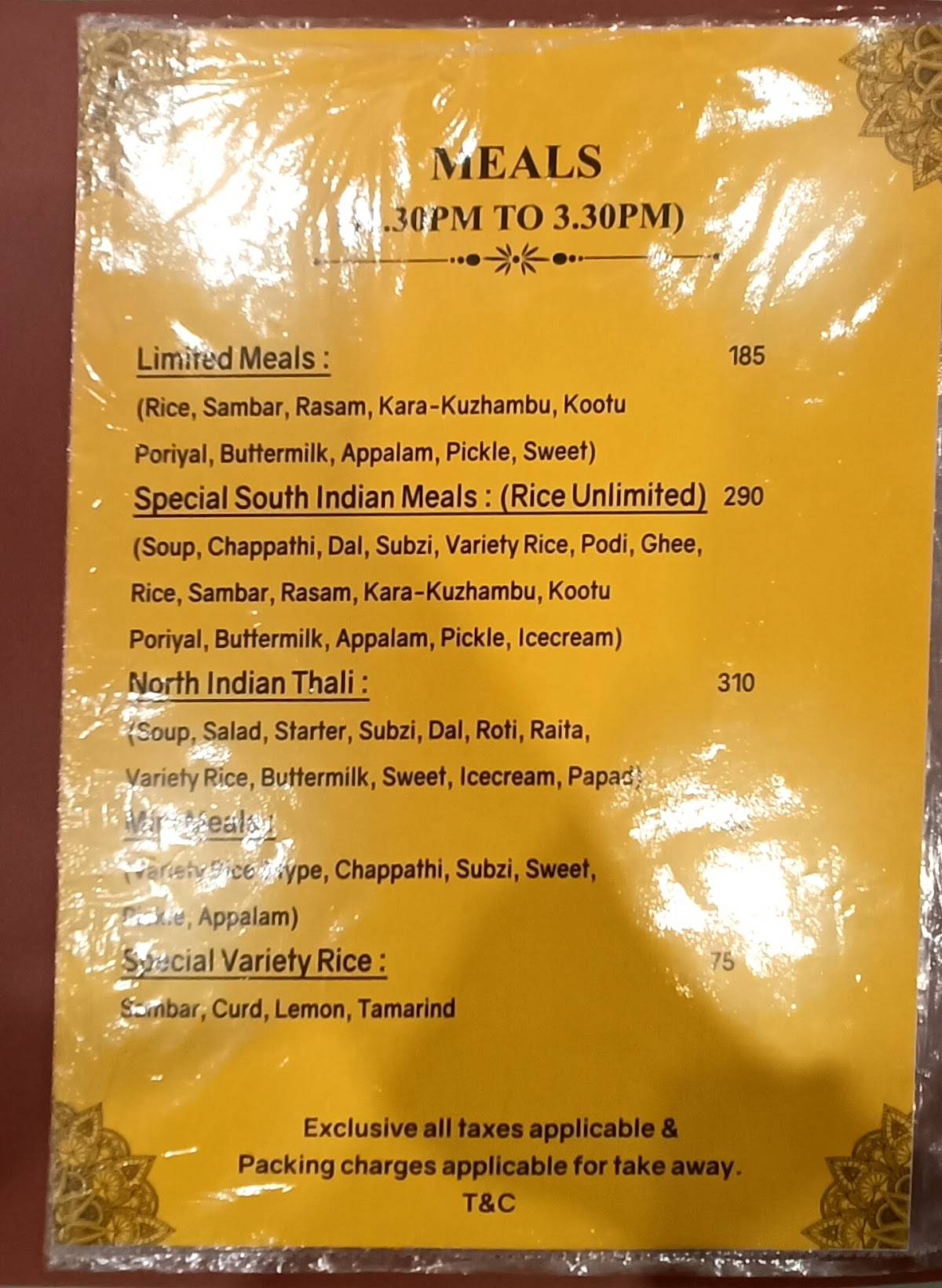 Ratna Cafe menu