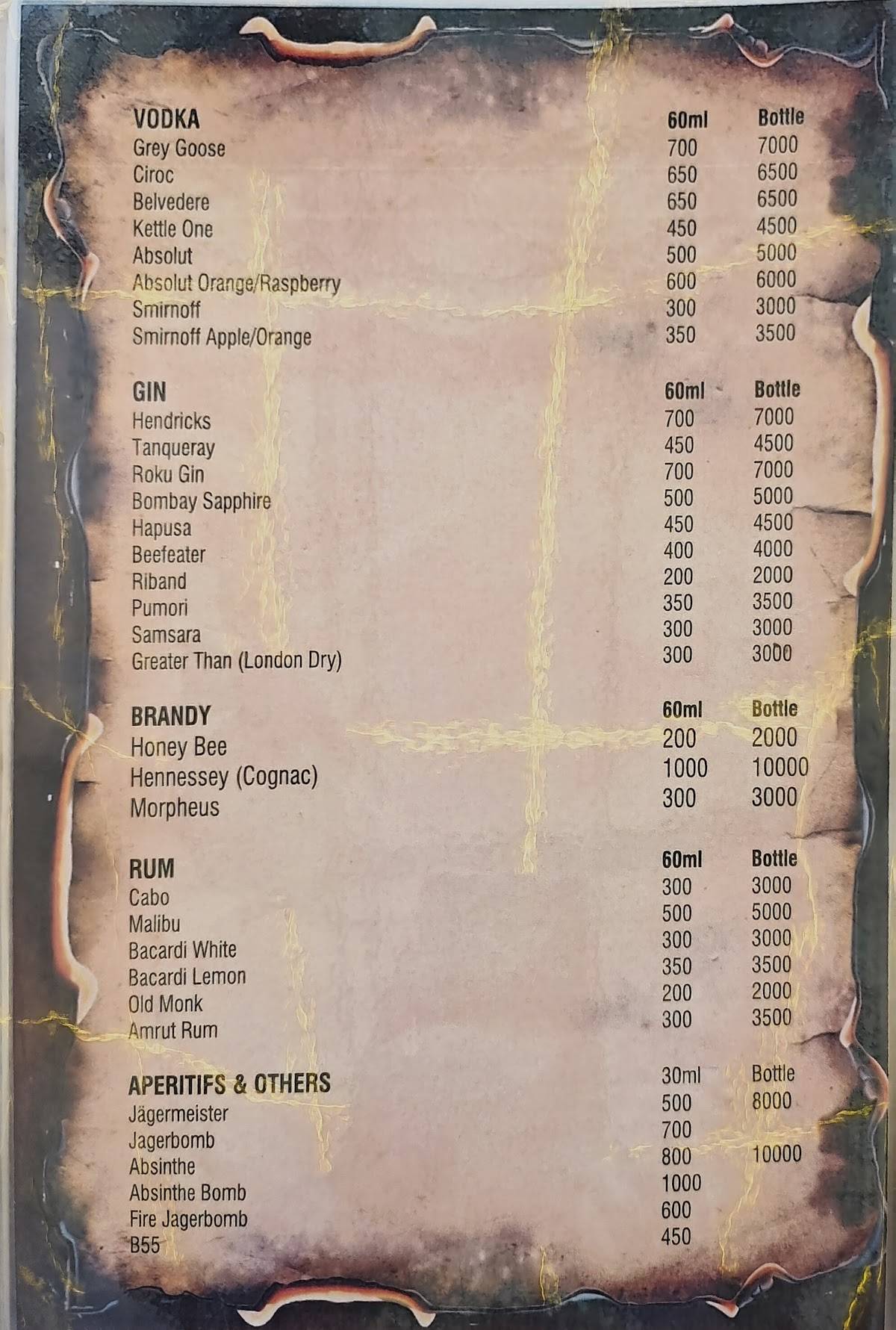 Red frog menu