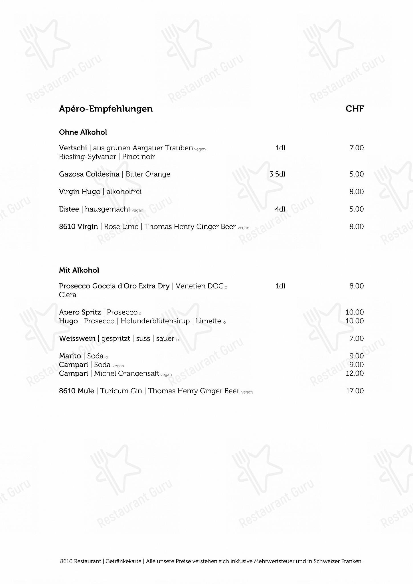 Крафт меню per 8610 Restaurant ristorante