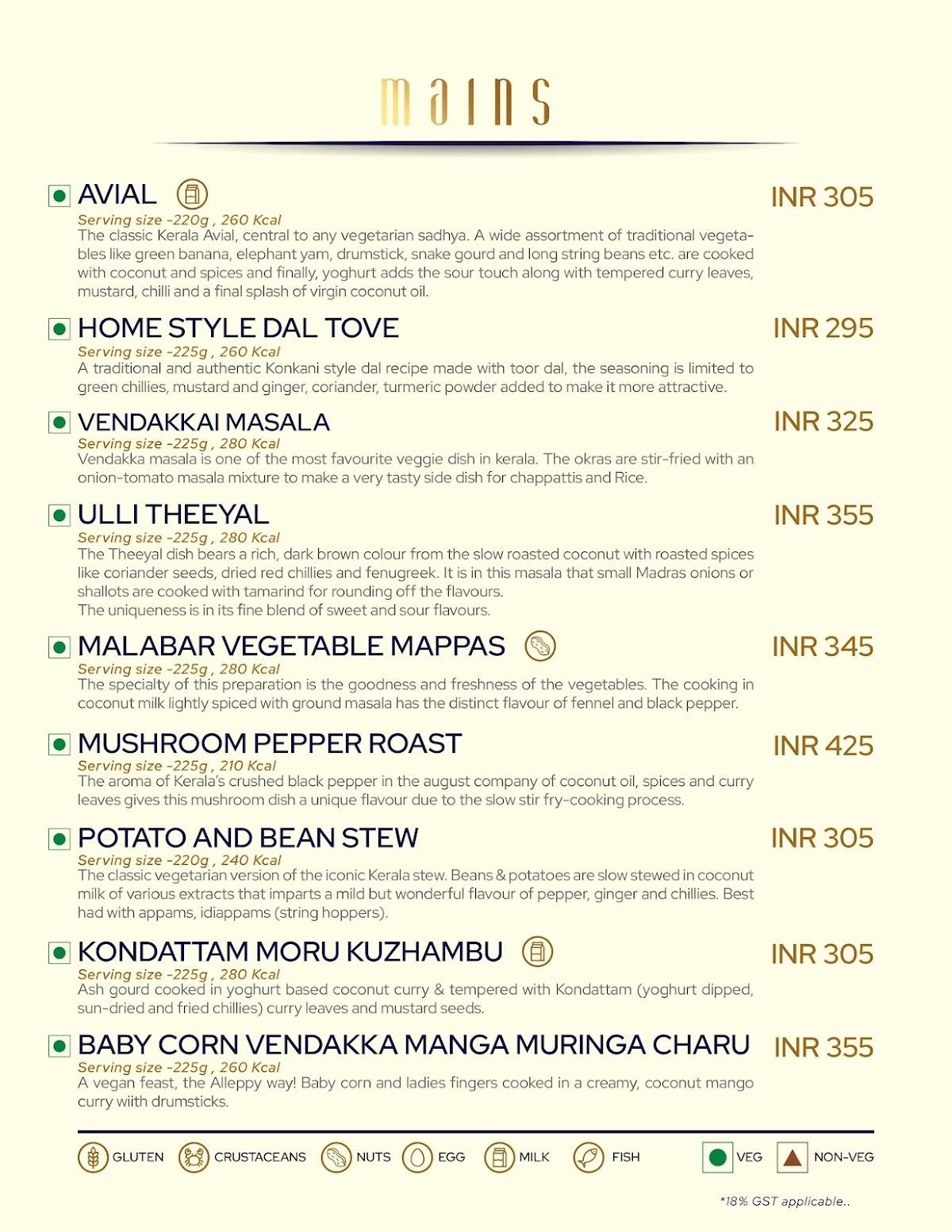 Restaurant Chef Pillai Kochi menu