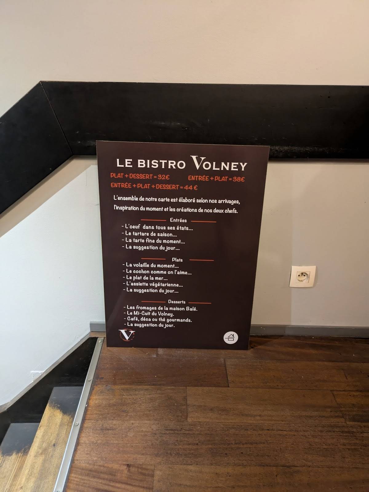 Menu de Restaurant Le Bistro Volney en centre-ville de Rennes