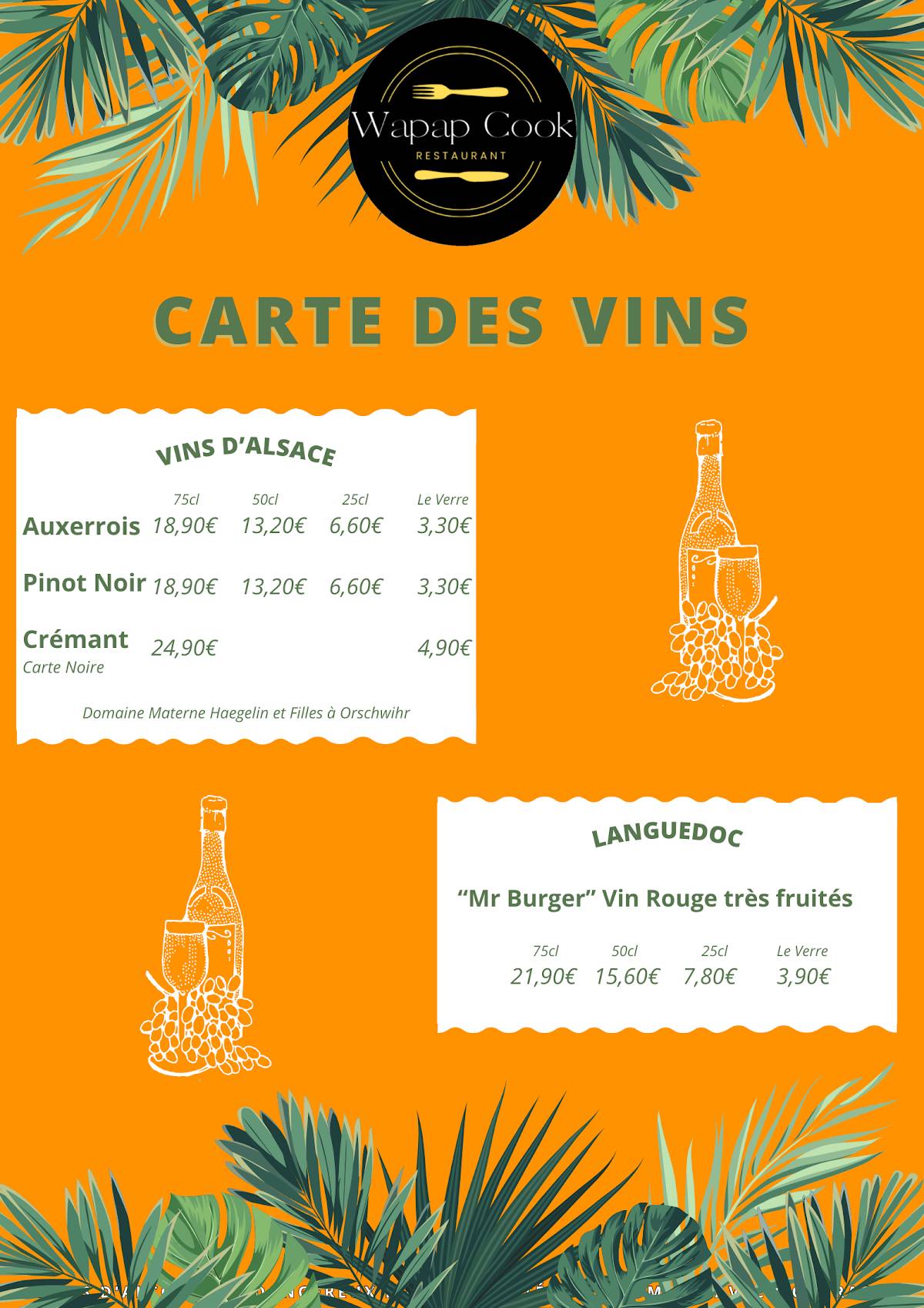 Menu de Restaurant Wapap Cook