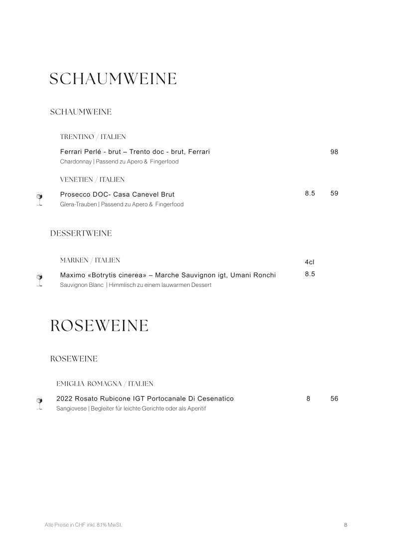 Menu de Restaurant Zur Linde