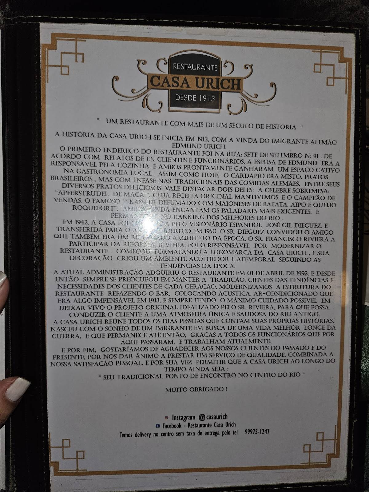 Restaurante Casa Urich cardápio