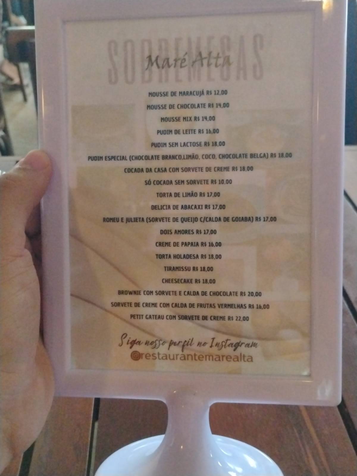 Restaurante Maré Alta cardápio