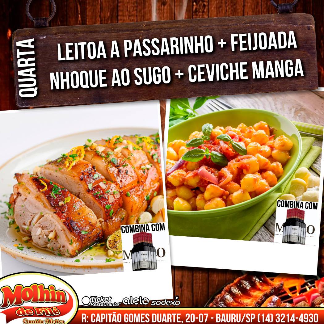 Restaurante Molhin de Filé cardápio